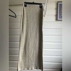 SHEIN Ribbed Maxi Skirt in Neutral Cream